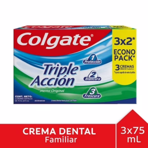Pasta Dental Colgate Triple Acción Menta Protección 75 ml 3 Un